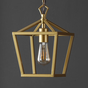 Oslin 8" Vintage Farmhouse Iron Chain Pagoda LED Pendant - JONATHAN Y